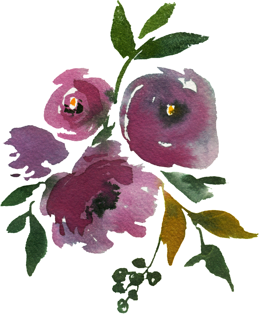 Hand-painted Dark Purple Flowers Png Transparent Material - Dark Purple Watercolor Flower, Png Download PNG with transparent background