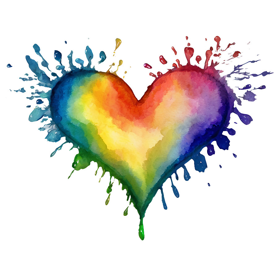 Watercolor Rainbow Heart PNG 06252024 PNG with transparent background