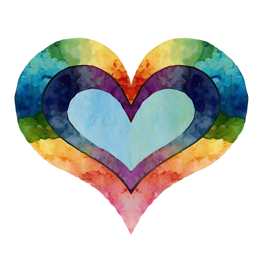 Watercolor Rainbow Heart PNG 06252024 PNG with transparent background