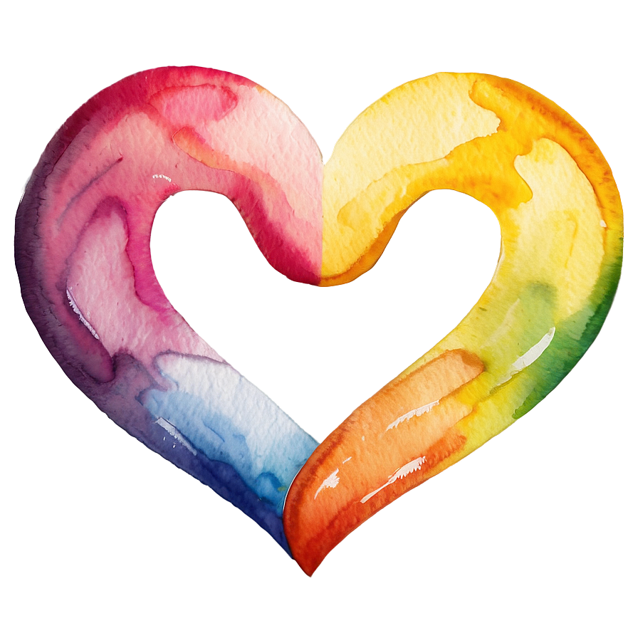 Watercolor Rainbow Heart Png Prb