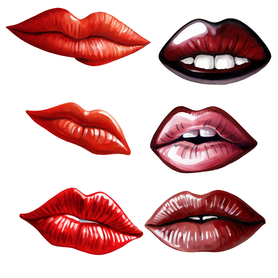 Watercolor Red Lips Art Png Jac33