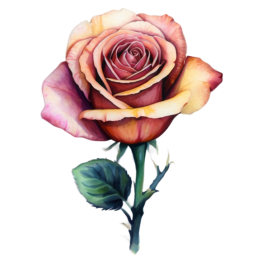 Watercolor Rose Tattoo Drawing PNG 05252024 PNG with transparent background