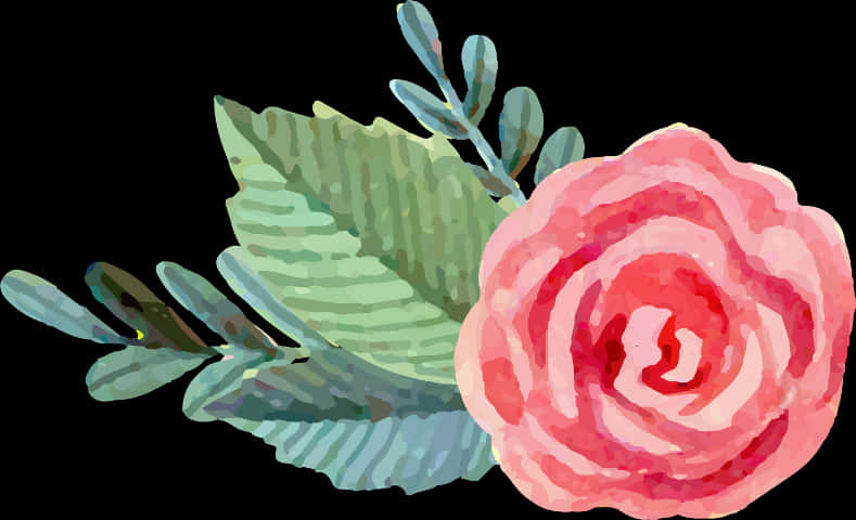 Pink And Green Watercolor Flowers , Png Download - Watercolor Flowers Png Green, Transparent Png PNG with transparent background