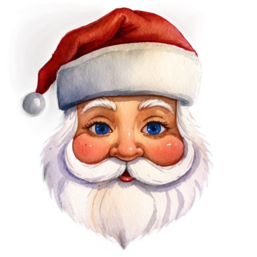 Watercolor Santa Face Png 87