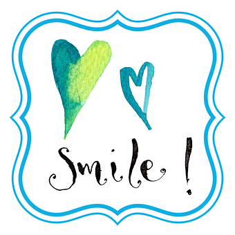 Watercolor Smileand Hearts Artwork PNG with transparent background