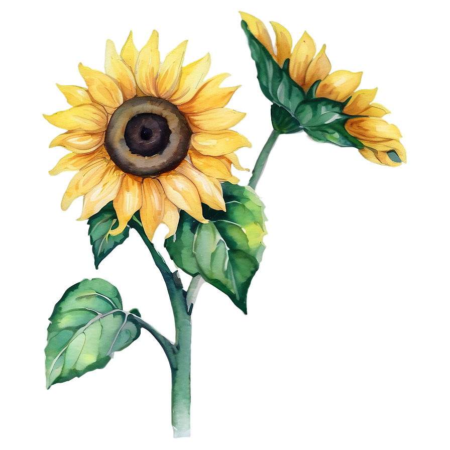 Watercolor Sunflower Artwork Design Png Pjh27