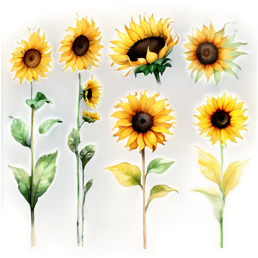 Watercolor Sunflowers Bundle Png 83