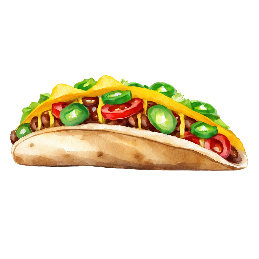 Watercolor Taco Clipart Png 06262024