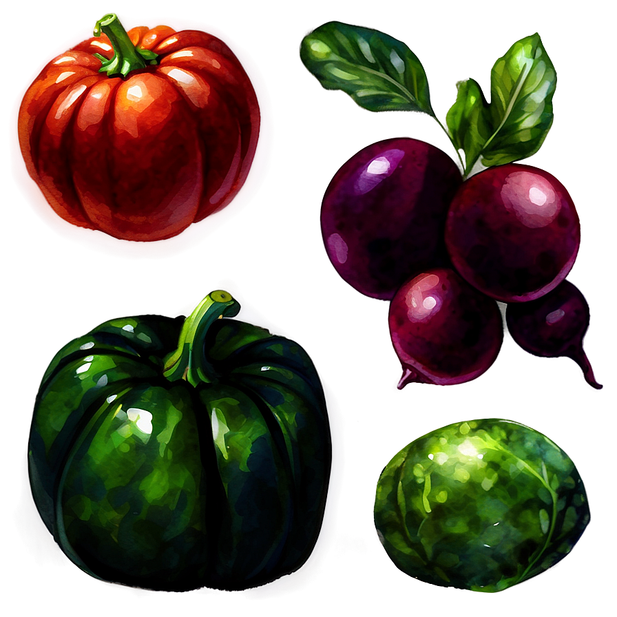 Watercolor Vegetables Set Png Cme33