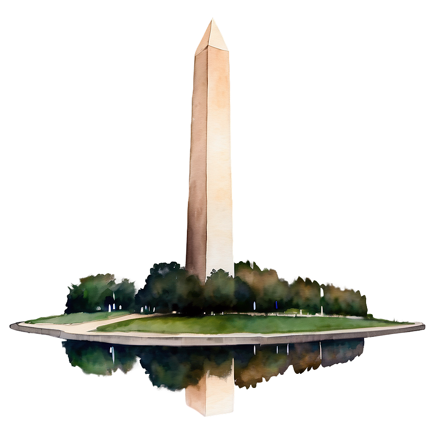 Watercolor Washington Monument Portrait Png Rfx