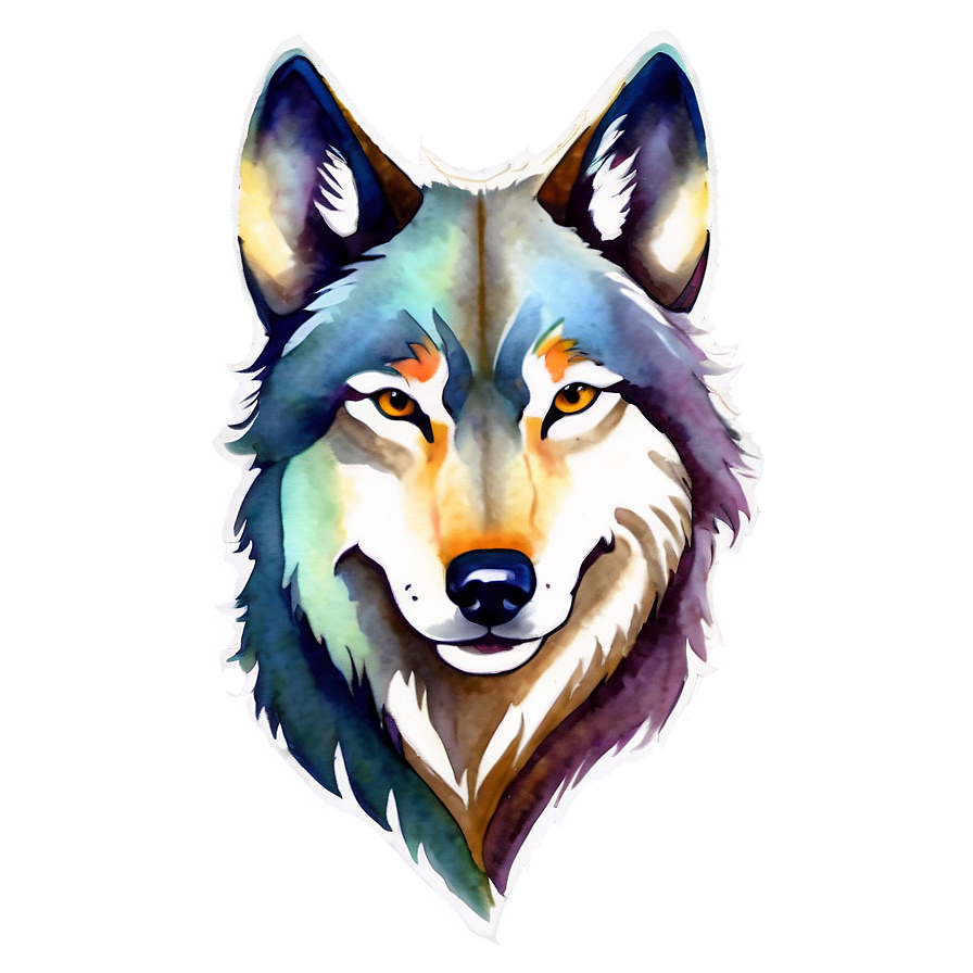 Watercolor Wolf Face Portrait Png 38