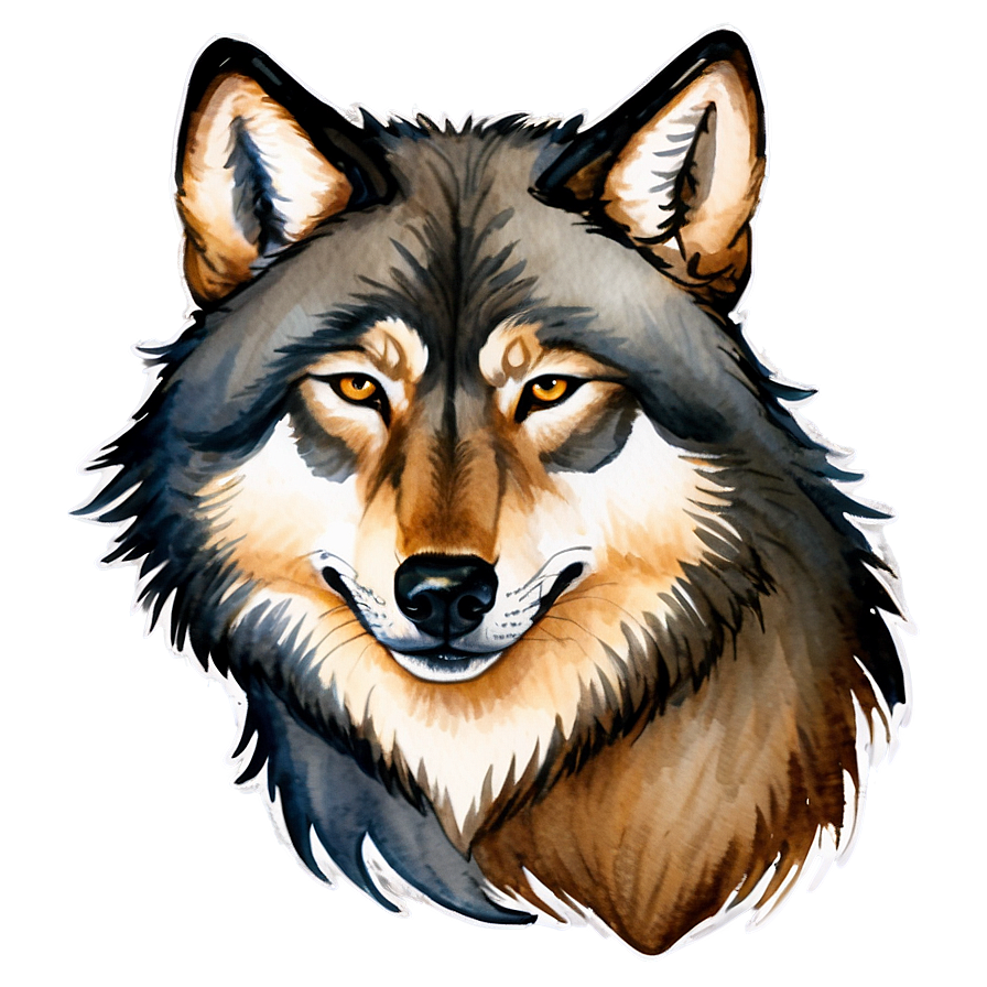 Watercolor Wolf Face Portrait Png Ejl