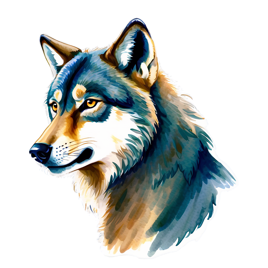 Watercolor Wolf Head Painting Png 96