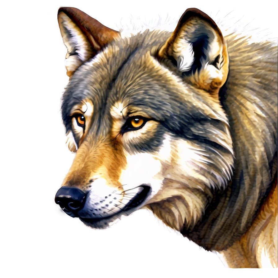 Watercolor Wolf Head Painting Png Fck40