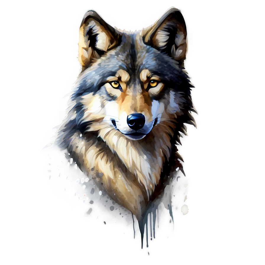 Watercolor Wolf Painting Png 58