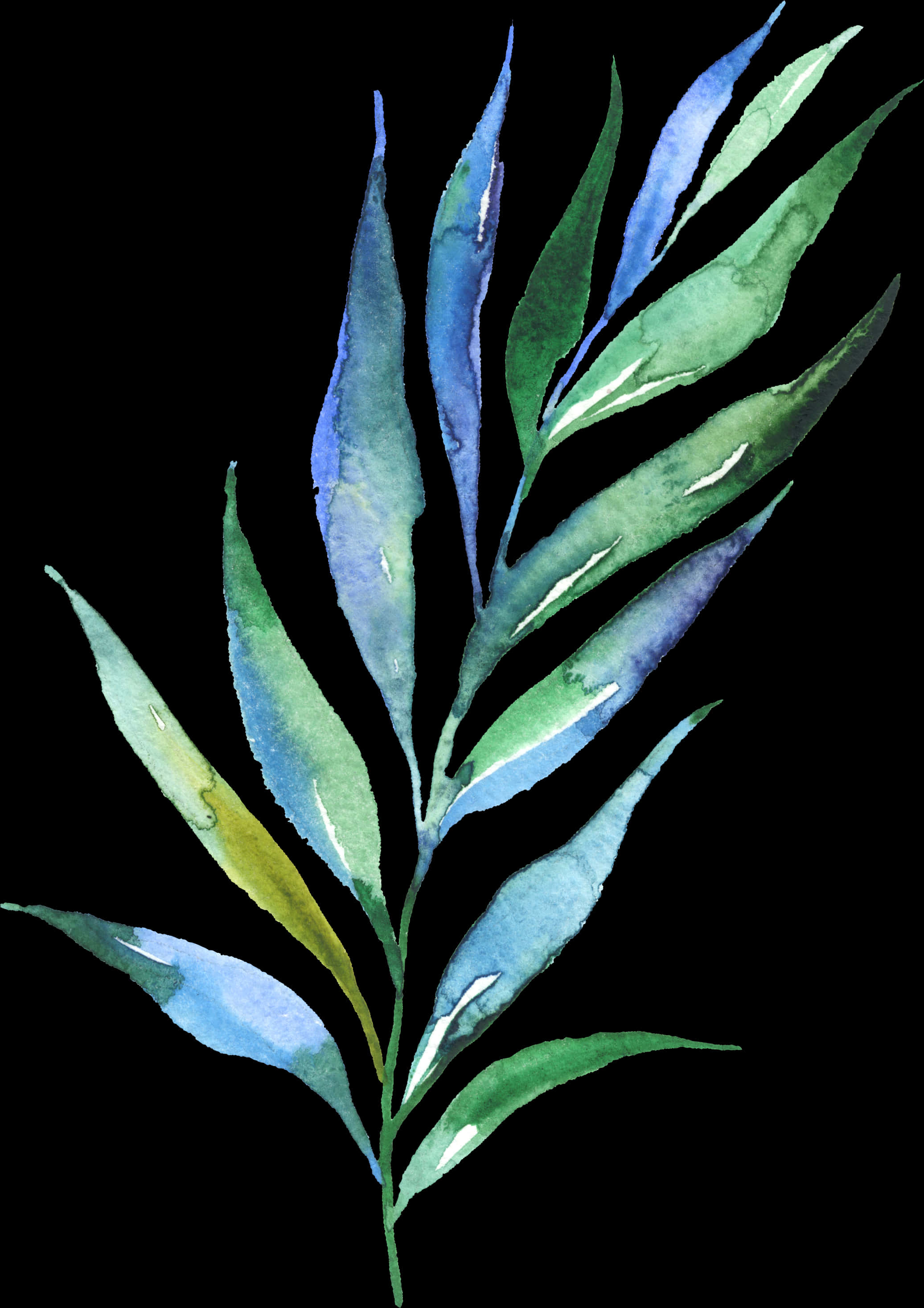 Watercolour Watercolor Plants, Watercolour, Plant Leaves, - Blue Watercolor Leaves Png, Transparent Png PNG with transparent background