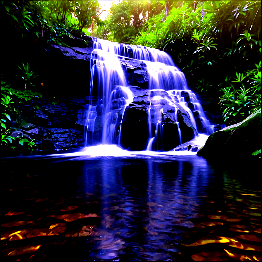 Waterfall And Reflective Lake Png 05212024