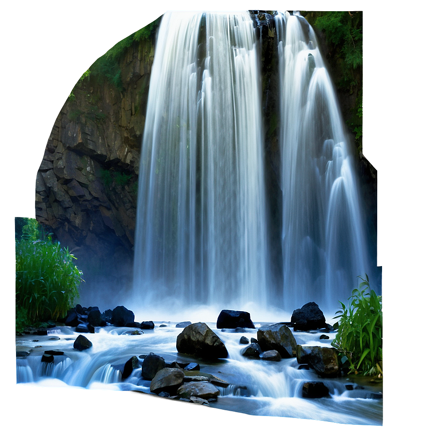 Waterfall And River Junction Png 8