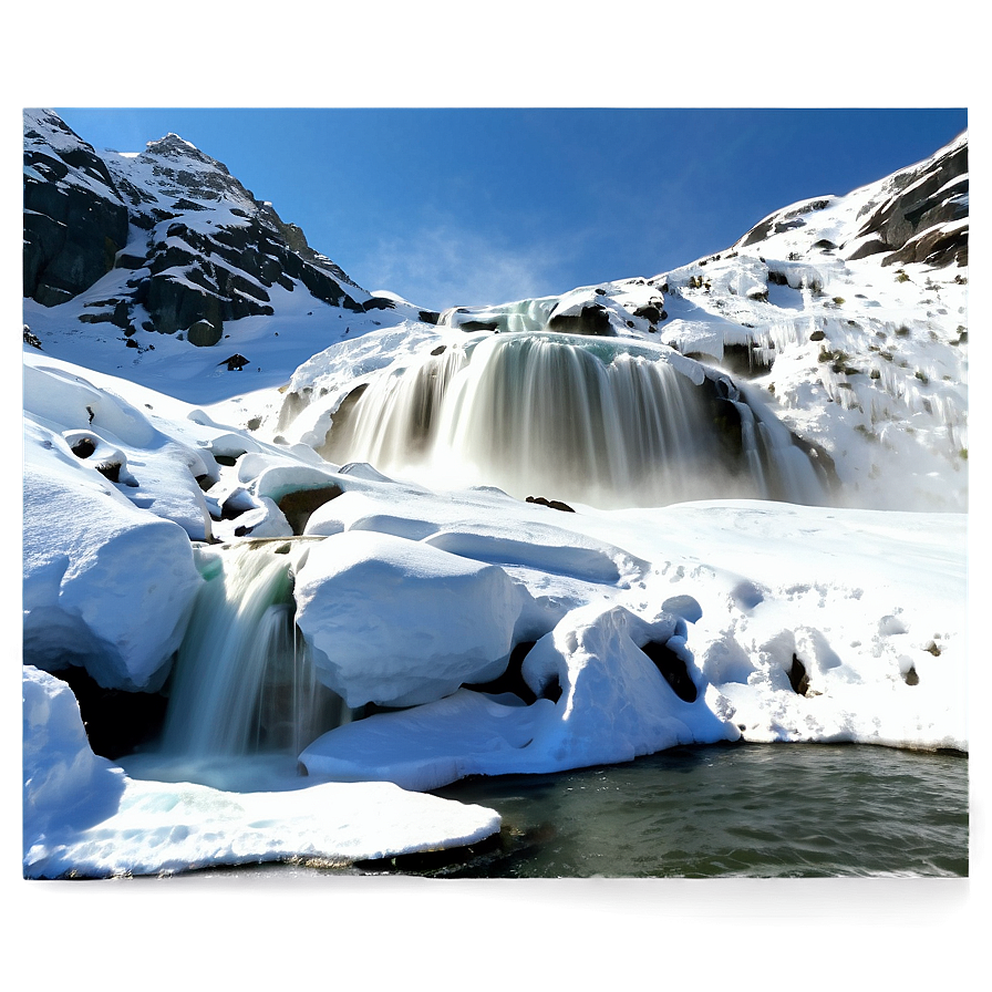 Waterfall And Snow-capped Peaks Png 05212024