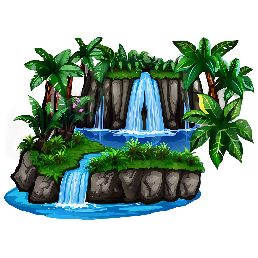 Waterfall In Deep Forest Png Uuq51