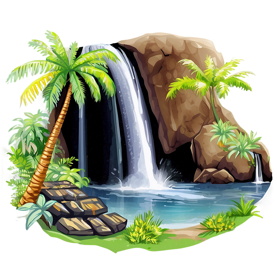 Waterfall In Exotic Location Png 05212024