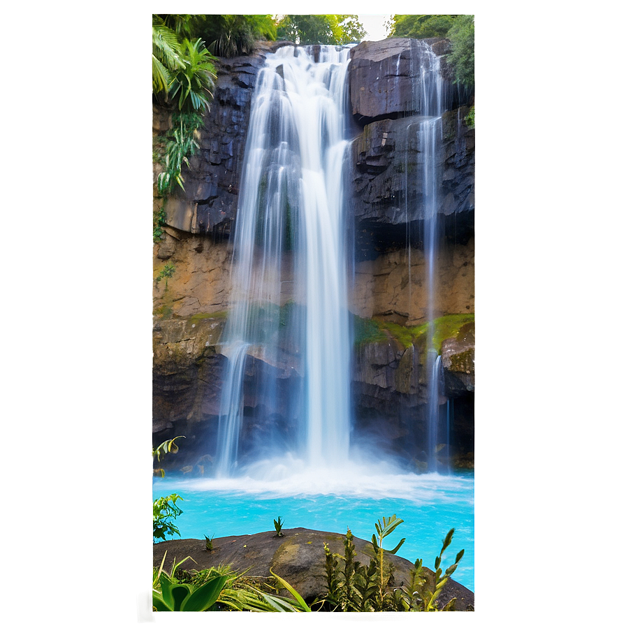 Waterfall In Exotic Location Png Bwi