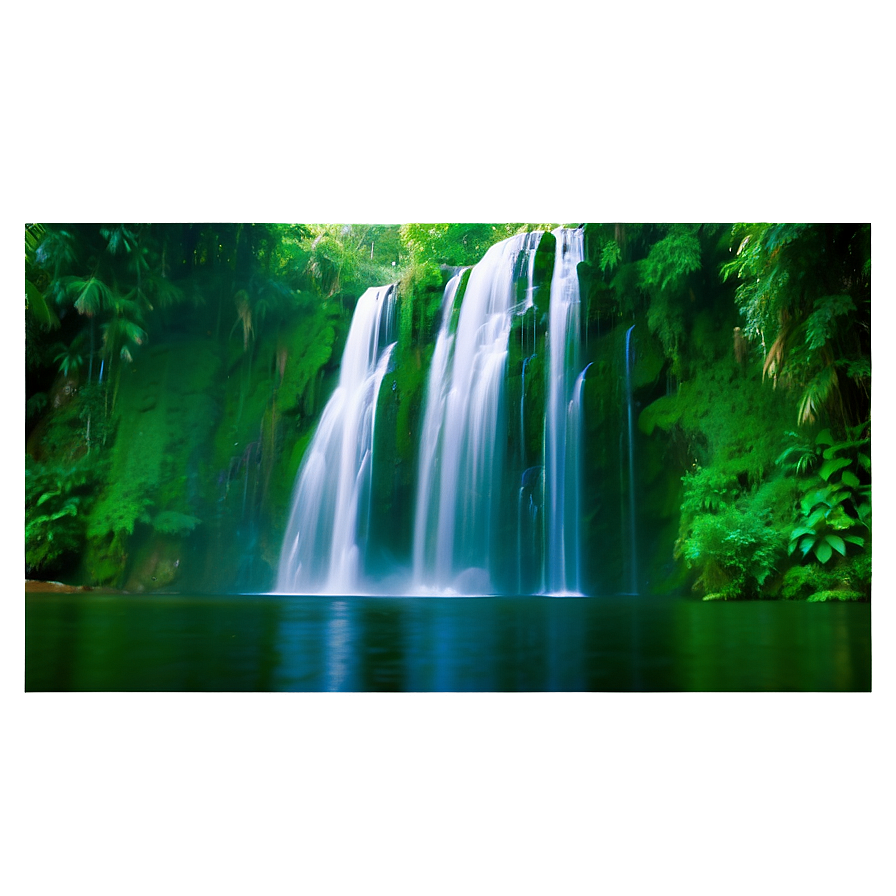 Waterfall In Lush Greenery Png Gdm