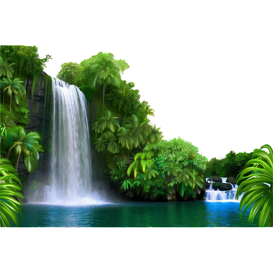 Waterfall In Lush Greenery Png Kyi