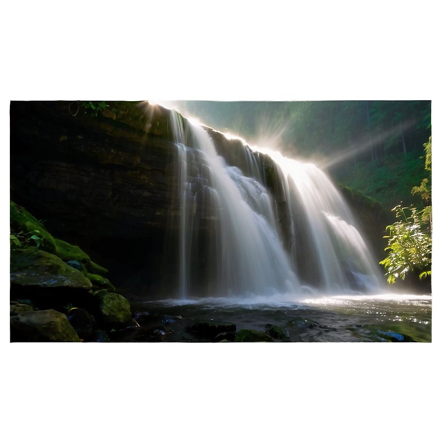 Waterfall With Sunbeam Rays Png Jjb