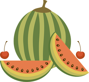Watermelonand Slices Vector PNG with transparent background