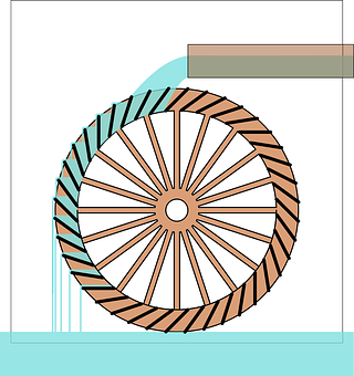 Waterwheel Illustration PNG with transparent background