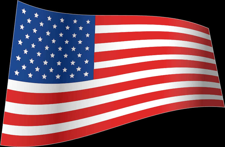 Waving American Flag Graphic PNG with transparent background