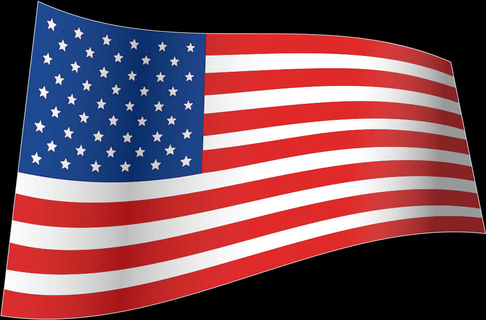Waving American Flag Graphic PNG with transparent background