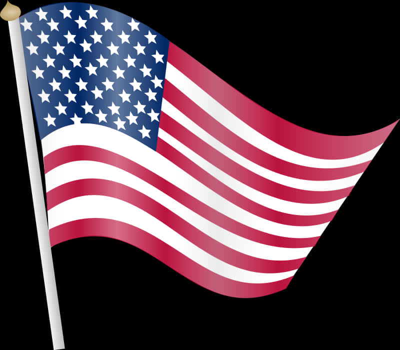 Waving American Flag Graphic PNG with transparent background