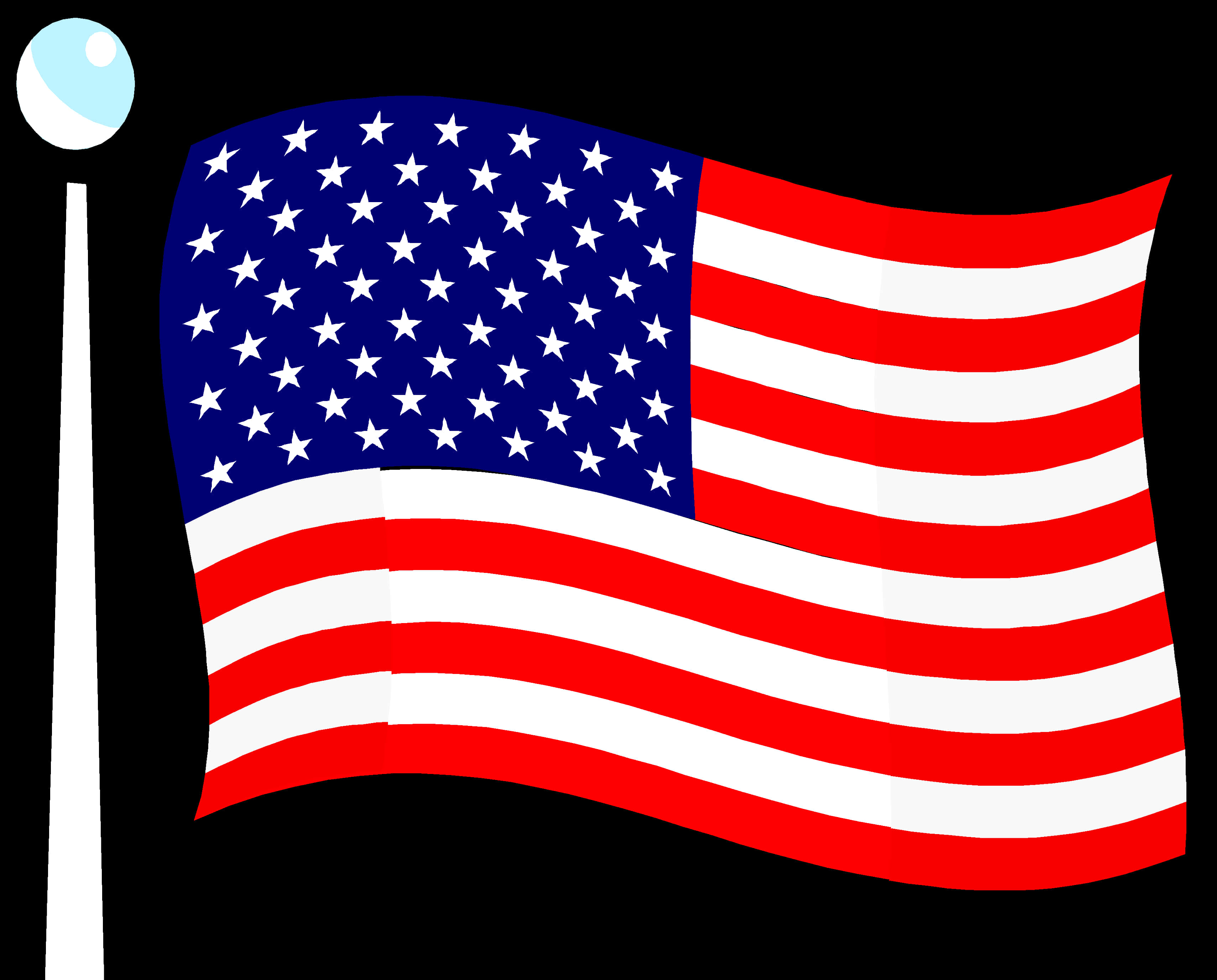 Waving American Flag Illustration PNG with transparent background