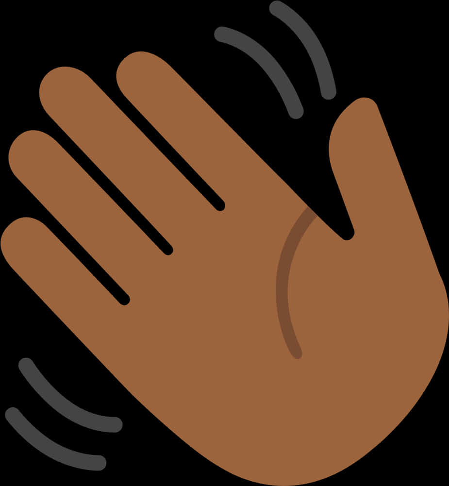 Waving Hand Emoji Brown Skin Tone PNG image with a transparent background, free high-resolution download