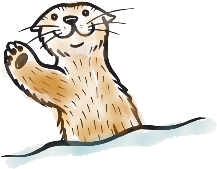 Waving Otter Illustration