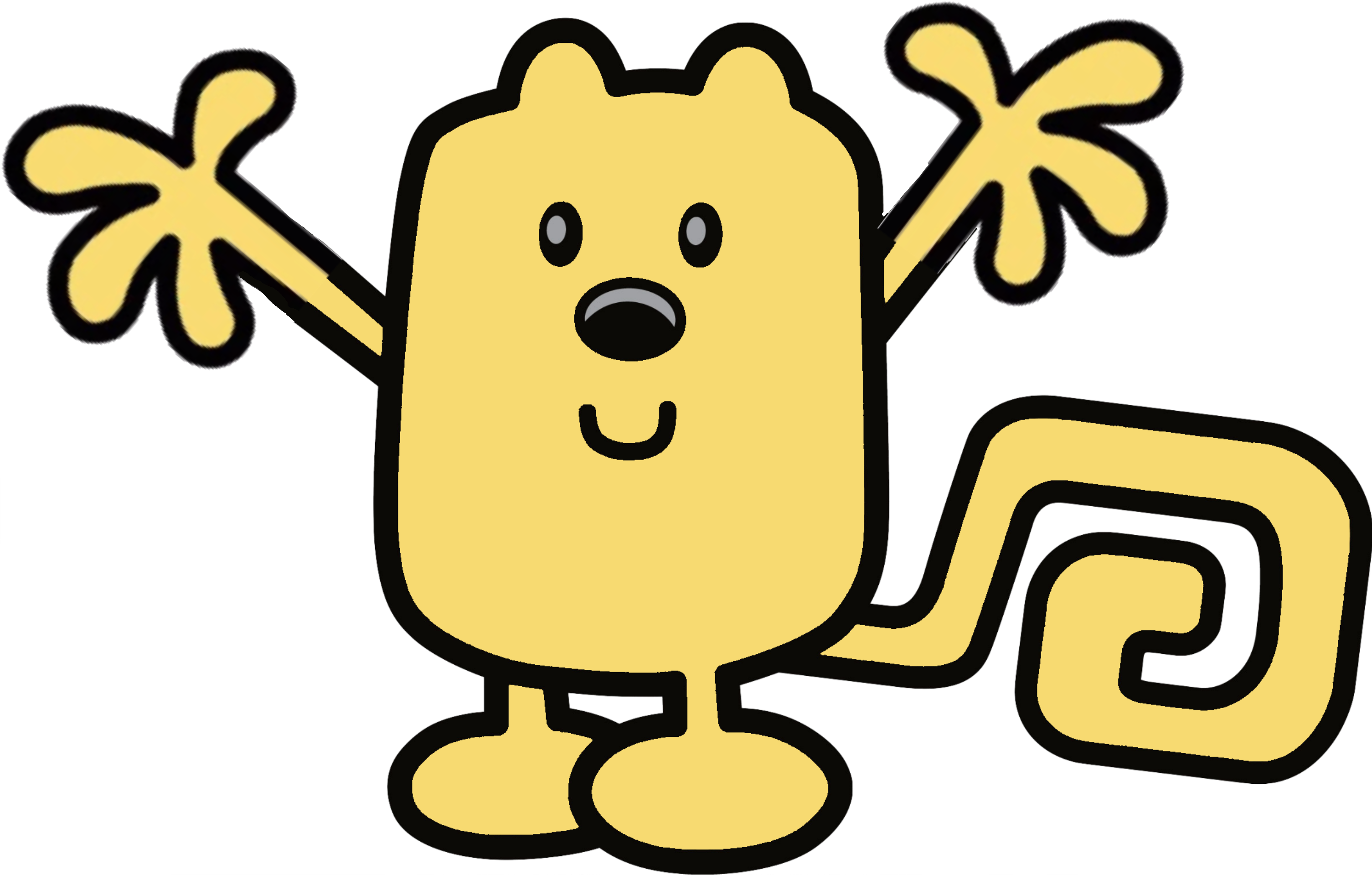 Waving Yellow Cartoon Creature PNG with transparent background