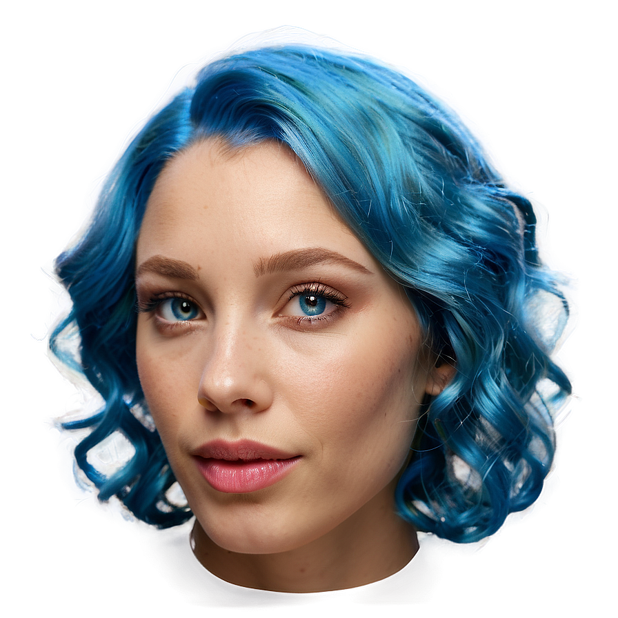 Wavy Blue Hair Png 05062024