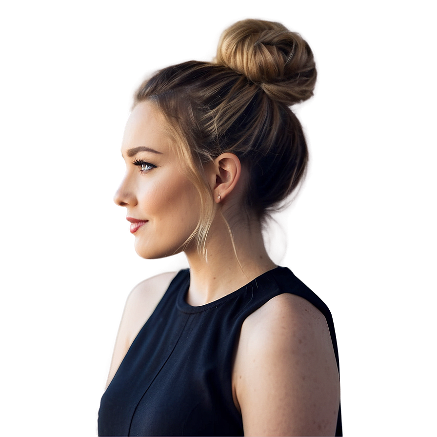 Wavy Hair Bun Style Png 06272024