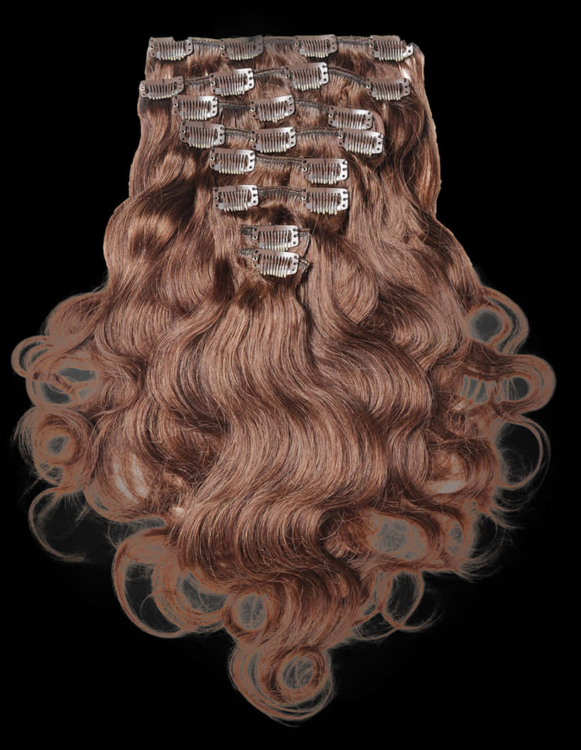 Wavy Hair Extensionson Black Background