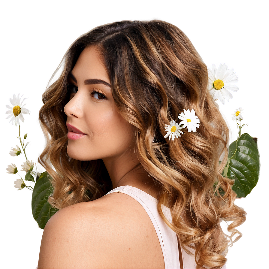 Wavy Hair With Flowers Png 06272024