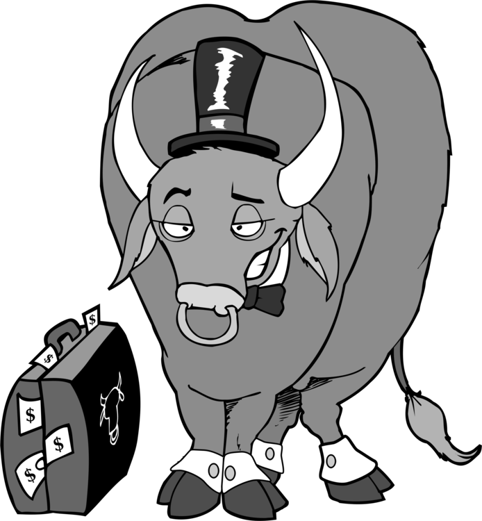 Wealthy Business Buffalo Cartoon PNG with transparent background