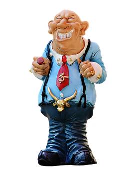 Wealthy Cartoon Figure Holding Gemstone PNG with transparent background