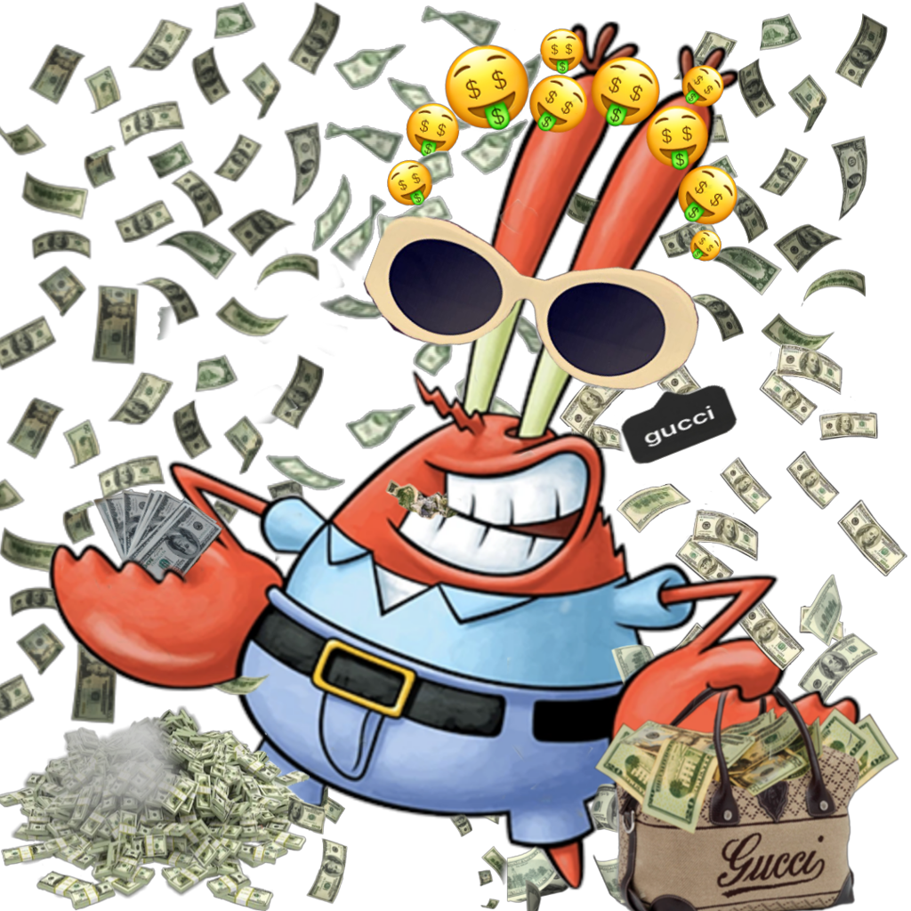 Krabs In His Natural Habitat - Raining Money Gif Png, Transparent Png PNG with transparent background