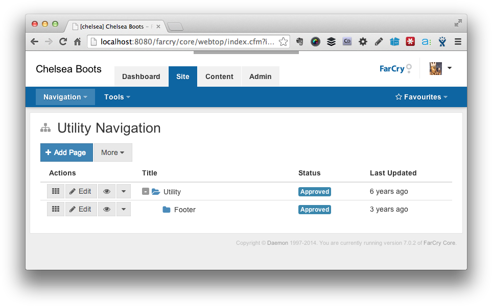 Web Content Management System Interface