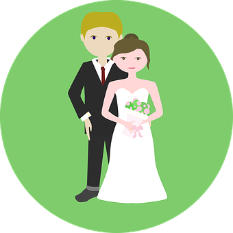 Wedding Couple Cartoon Illustration PNG image with a transparent background, free high-resolution download