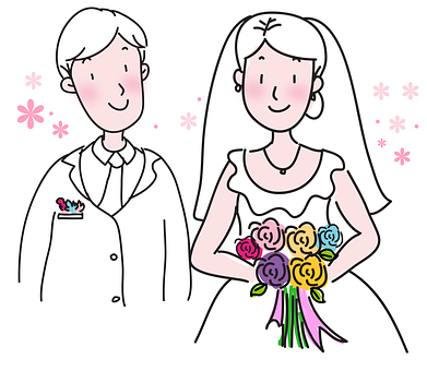 Wedding Couple Cartoon Illustration PNG image with a transparent background, free high-resolution download
