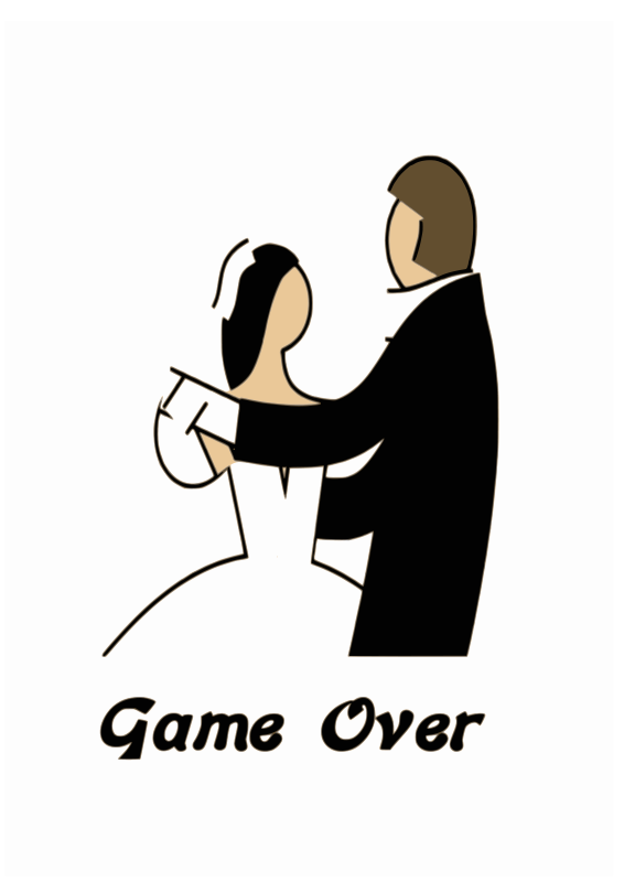 Wedding Game Over Cartoon PNG with transparent background