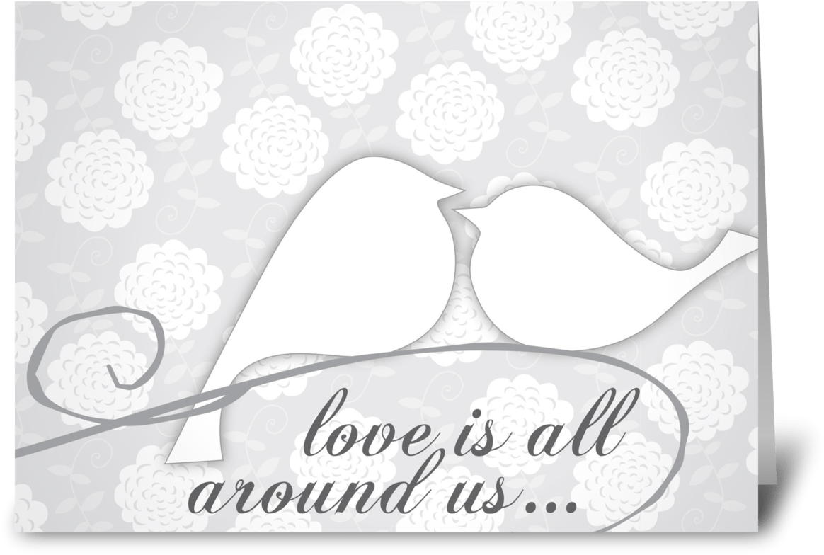 Wedding Grays Birds Greeting Card - Lots Of Love Foki, HD Png Download PNG with transparent background